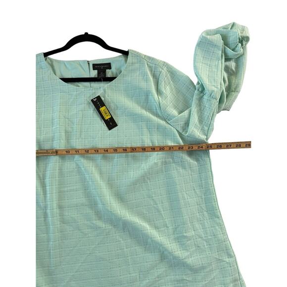 NWT Investments Woman 2X Top blouse Top Mint Green Balloon Sleeves Lined #2462 - Picture 10 of 12